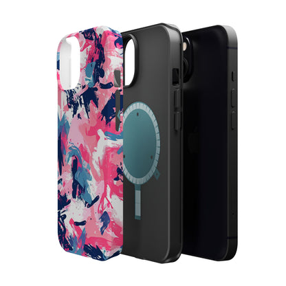 Vibrant Pink & Navy Abstract Splash – MagSafe iPhone Case