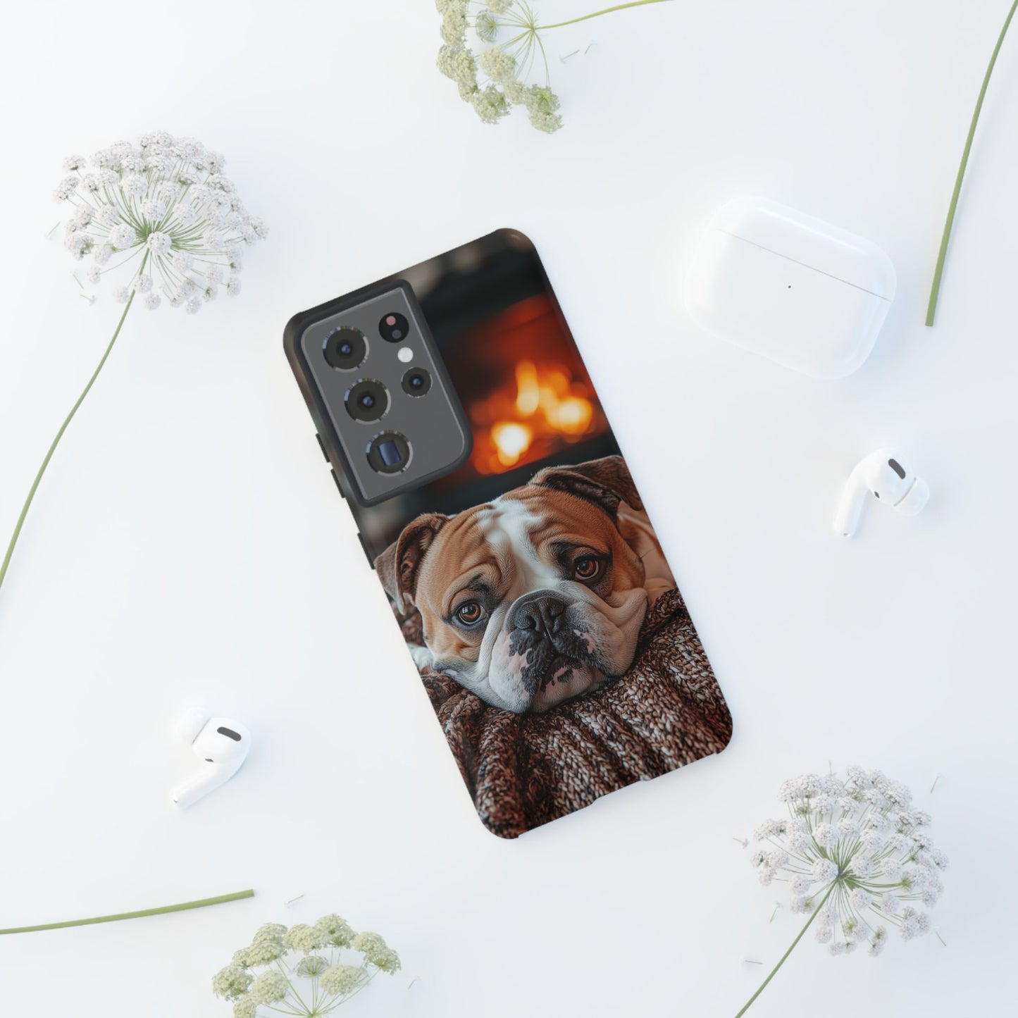 Cozy Bulldog Samsung Galaxy Case – Fireside-Inspired Protective Cover