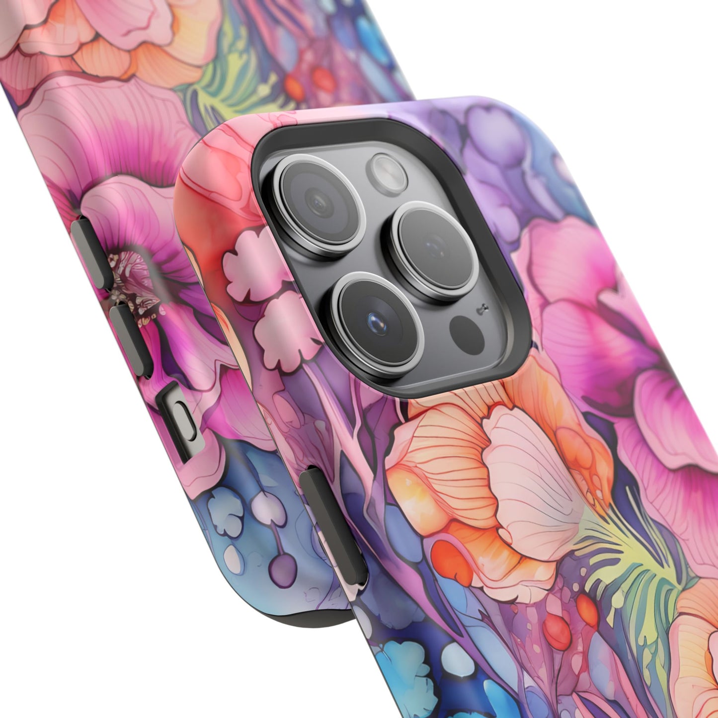 Bright Watercolor Floral Splash MagSafe iPhone Series Case – Bold Artistic Design