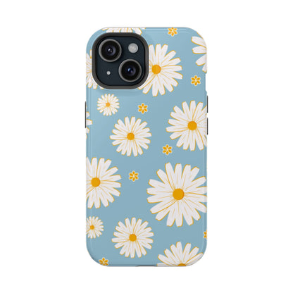 Bright Daisy MagSafe iPhone Case – Light Blue Background, Shockproof and Slim Design