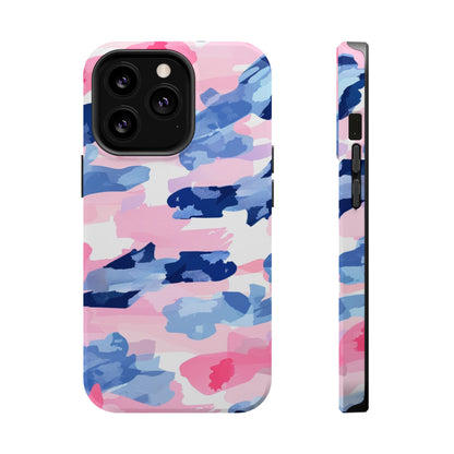 MagSafe Case: Dynamic Pink & Navy Brushstroke Art