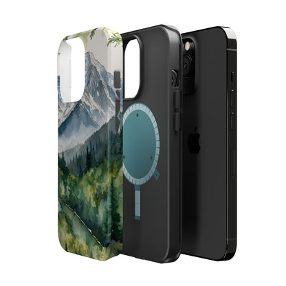 Watercolor Alpine Mountainscape - MagSafe iPhone Case