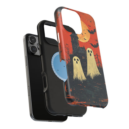 Haunted House & Ghosts MagSafe iPhone Case – Spooky Halloween Full Moon Design