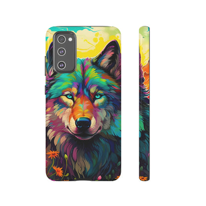 Rainbow Wolf in Bloom – Samsung Galaxy Case with Vivid Nature Design