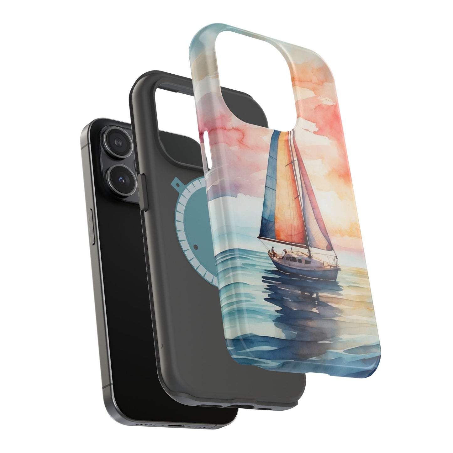 Sailboat Sunset MagSafe iPhone Case – Vibrant Watercolor Design