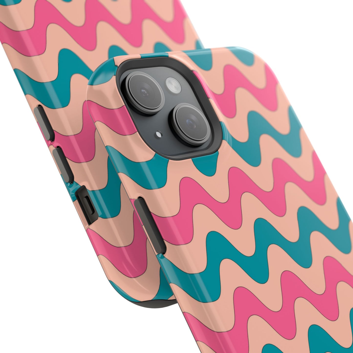 Retro Waves Pattern MagSafe iPhone Case – Shockproof Design with Dual-Layer Protection