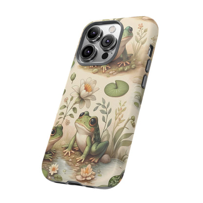 Cute Frogs Phone Case - Pond Pals Frolic - Charming Frog Lily Pad Phone Case for iPhone, Google & Samsung! Great Gift For Any Frog Lover!