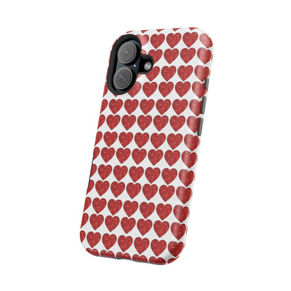 Red Glitter Hearts Charm MagSafe Case