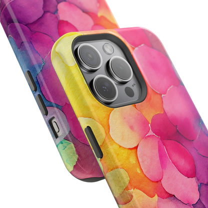 Sunset Petals Watercolor MagSafe iPhone Case – Slim Design, Glossy Finish