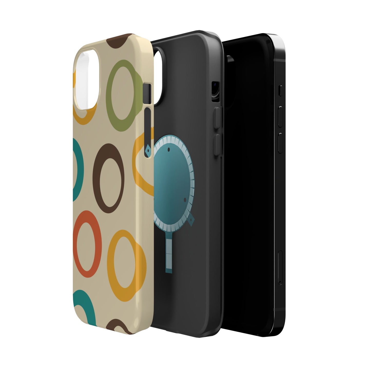 Retro Colorful Rings MagSafe iPhone Case – Shockproof, Matte Finish, Dual-Layer Protection