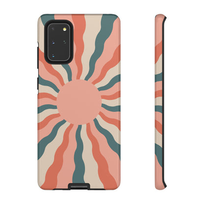 Retro Sunburst Samsung Galaxy Case – Bold 70s-Inspired Waves in Coral, Teal, and Cream