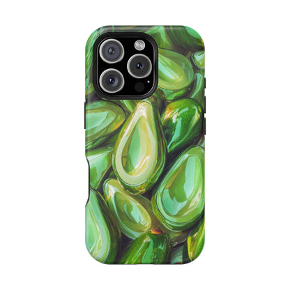 Glossy Avocado MagSafe iPhone Case – Sleek Green 3D Fruit Design, Durable and Stylish