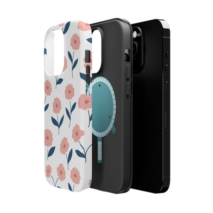 Playful Pink Floral Tough MagSafe  iPhone Case – Soft Pastel Design, Slim & Shockproof