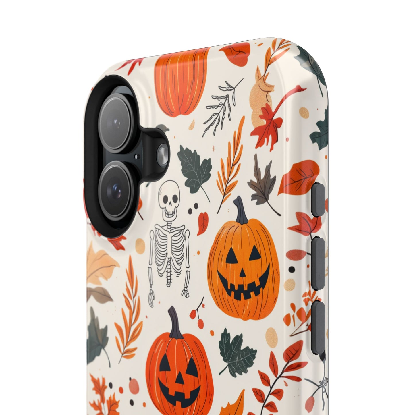 Halloween Pumpkin & Skeleton MagSafe iPhone Case – Spooky Autumn Design