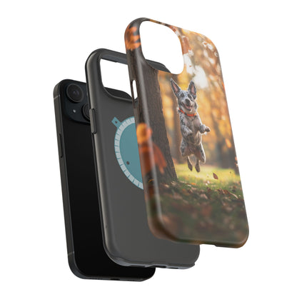 Energetic Blue Heeler Forest Pup MagSafe iPhone Case – Durable Outdoor-Inspired Design