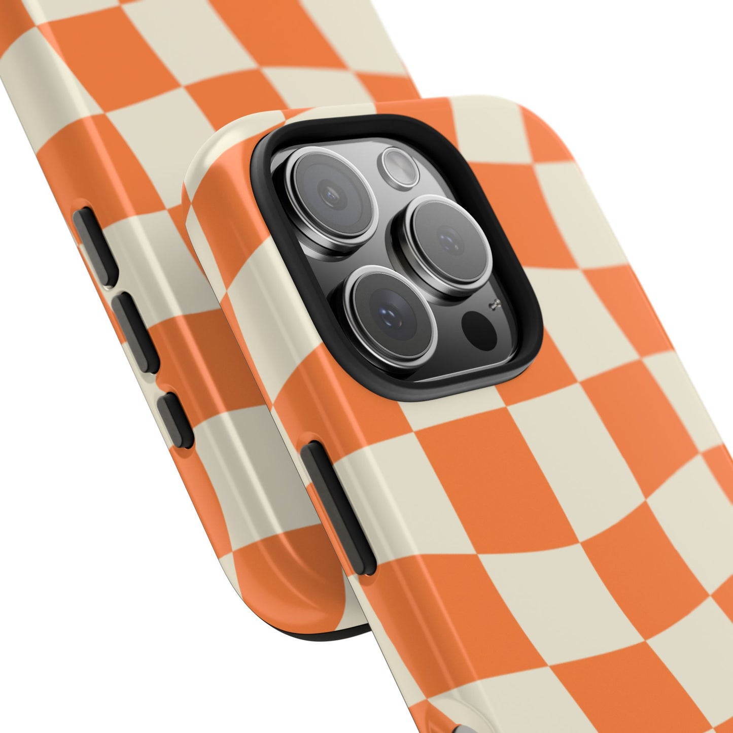 Wavy Retro Checkerboard iPhone Case – Shockproof, Matte Finish, Dual-Layer Protection