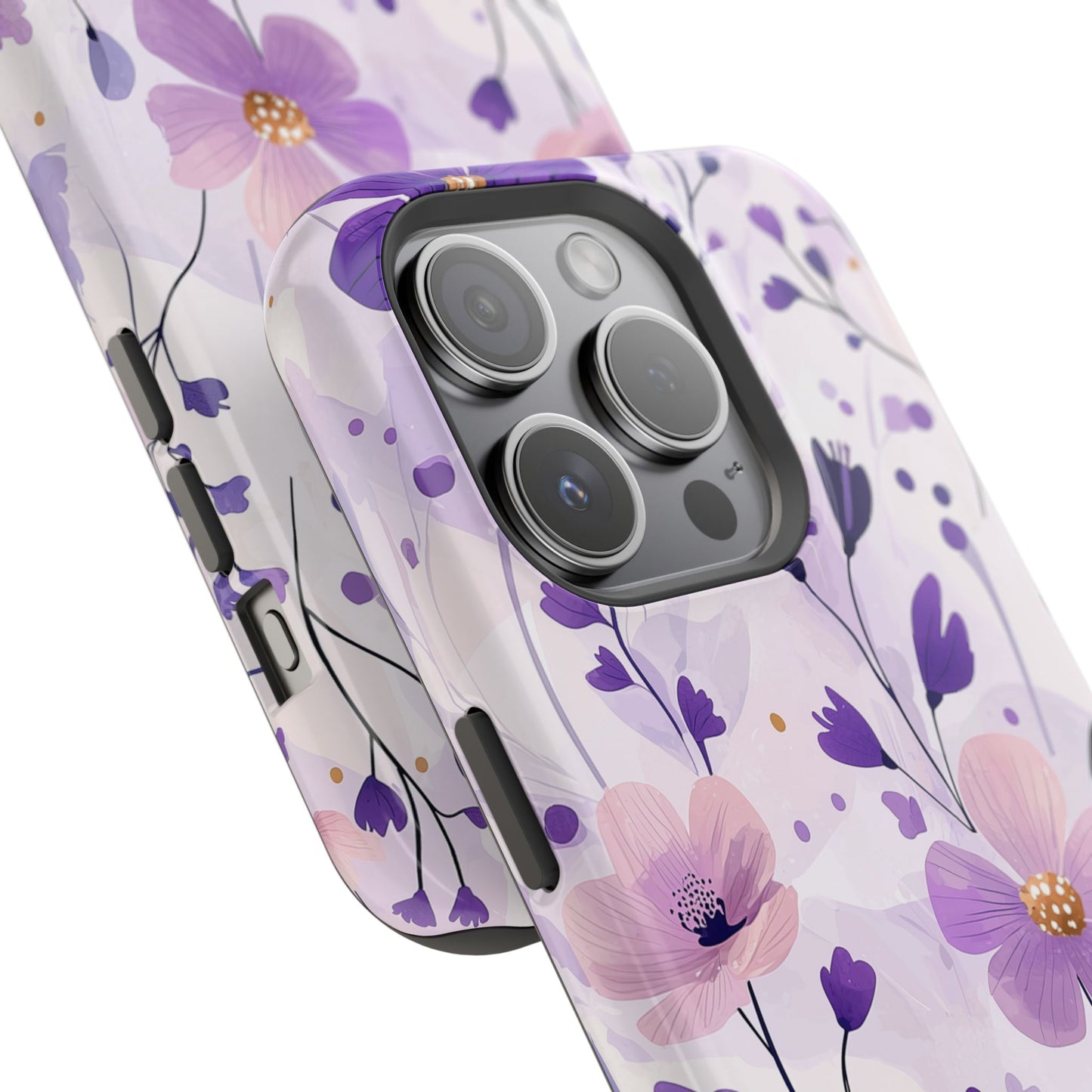 Purple Floral Bliss MagSafe iPhone Case – Delicate Blossom Design