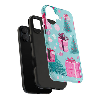 Festive Pink Christmas Gifts and Evergreen iPhone Case – Holiday Theme, Protective Cover