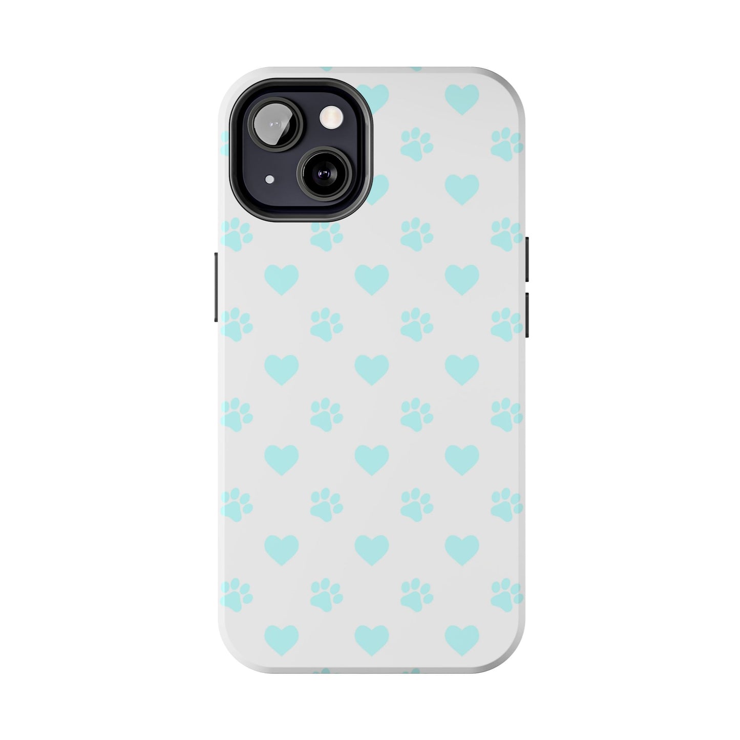 iPhone Case - Aqua Paw Print & Heart Design