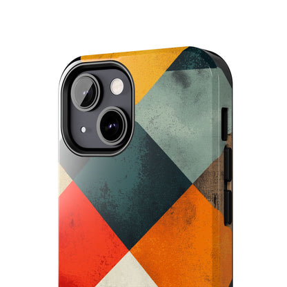 Geometric Retro iPhone  Case - Colorful Checkered Protective Cover