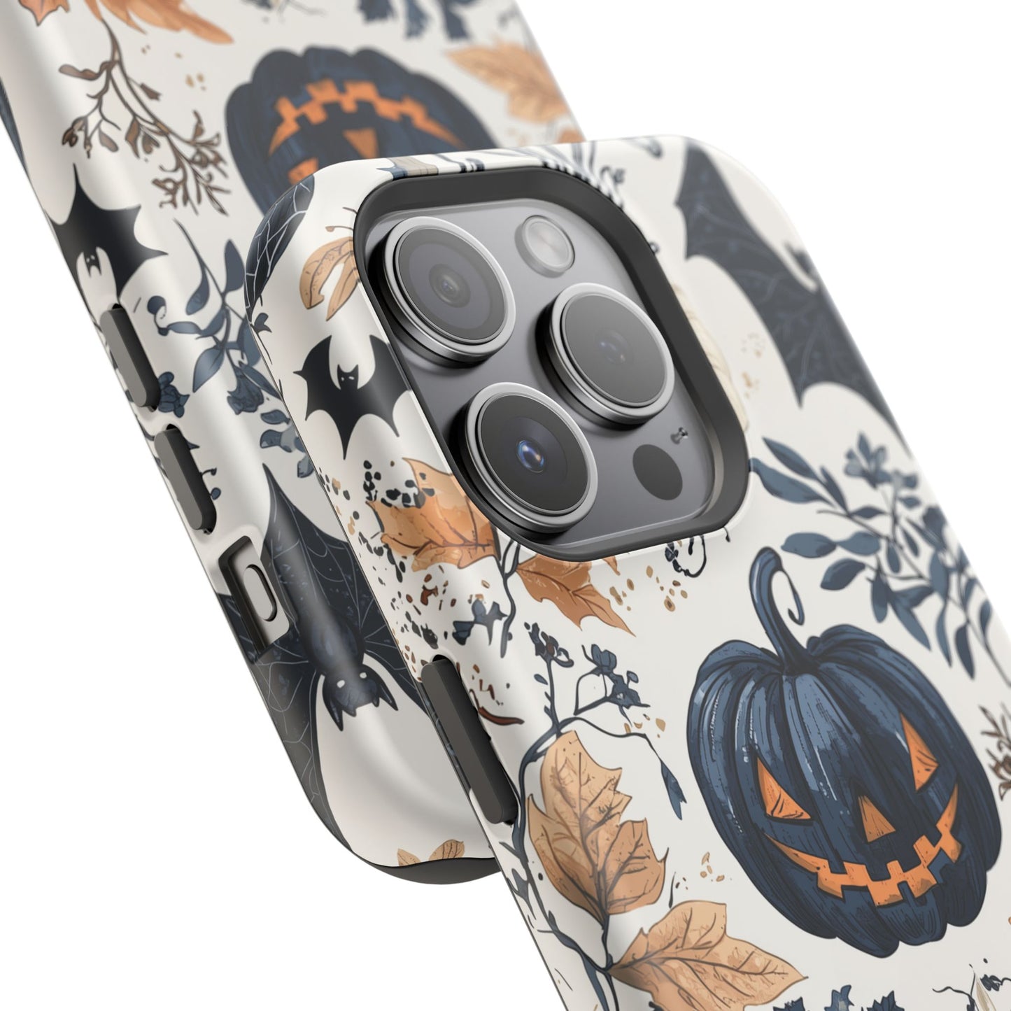 Vintage Halloween MagSafe iPhone Case – Dark Jack - o' - Lanterns, Bats, and Autumn Leaves Design - BOGO Cases