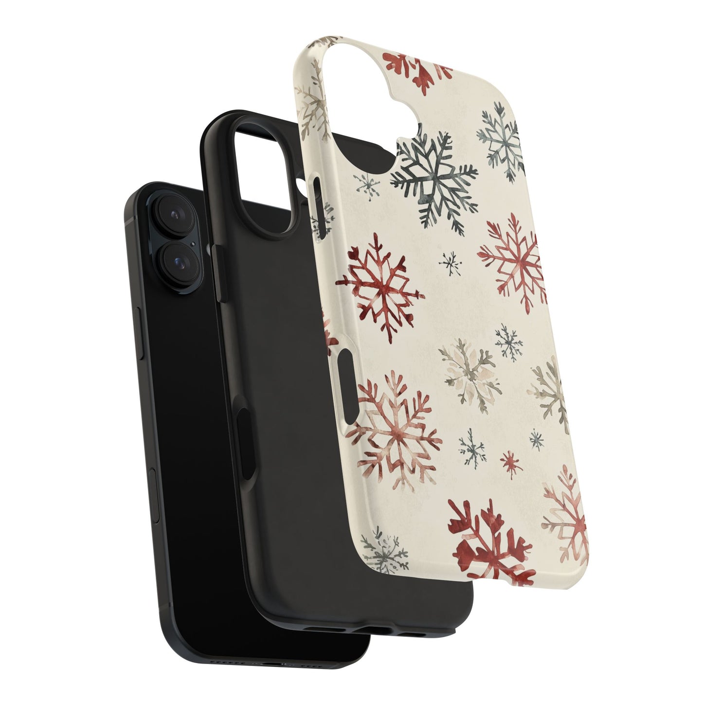 Vintage Red and Gray Snowflake Pattern – iPhone Series Case