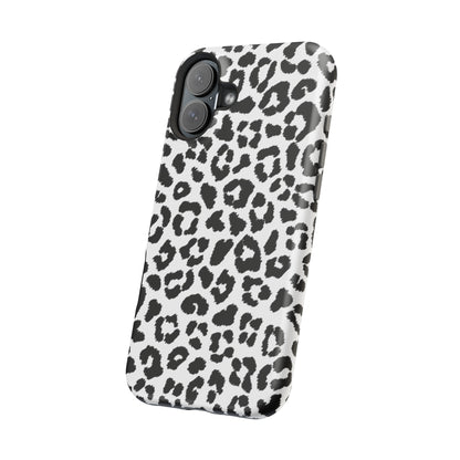 Monochrome Leopard Print Tough MagSafe iPhone Case – Classic Black and White Design with Dual-Layer Protection