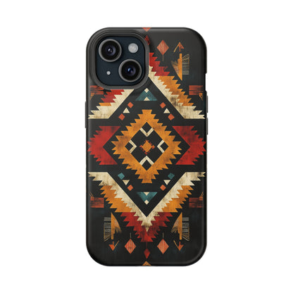 Southwestern Tribal Diamond Tough MagSafe iPhone Case – Bold Geometric Pattern, Dual-Layer Protection