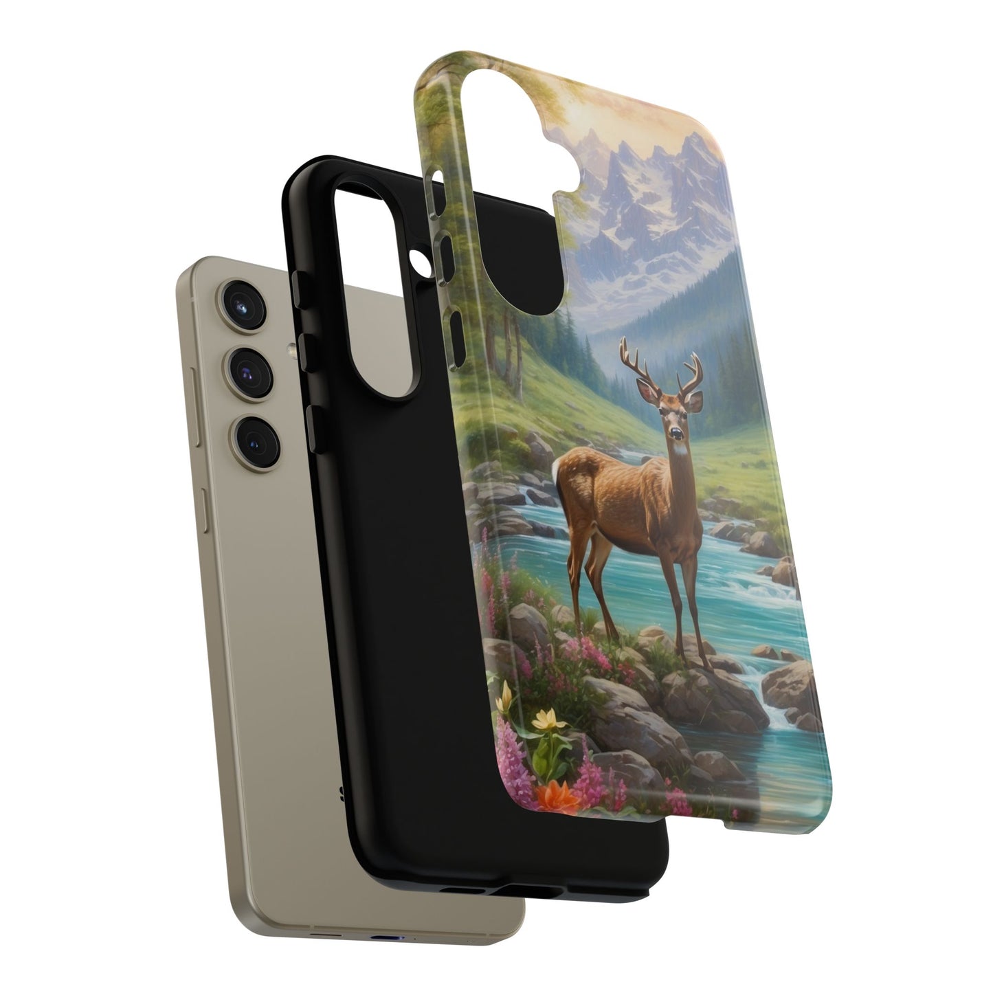 Alpine Serenity – Stag in Mountain Bliss Samsung Galaxy Phone Case