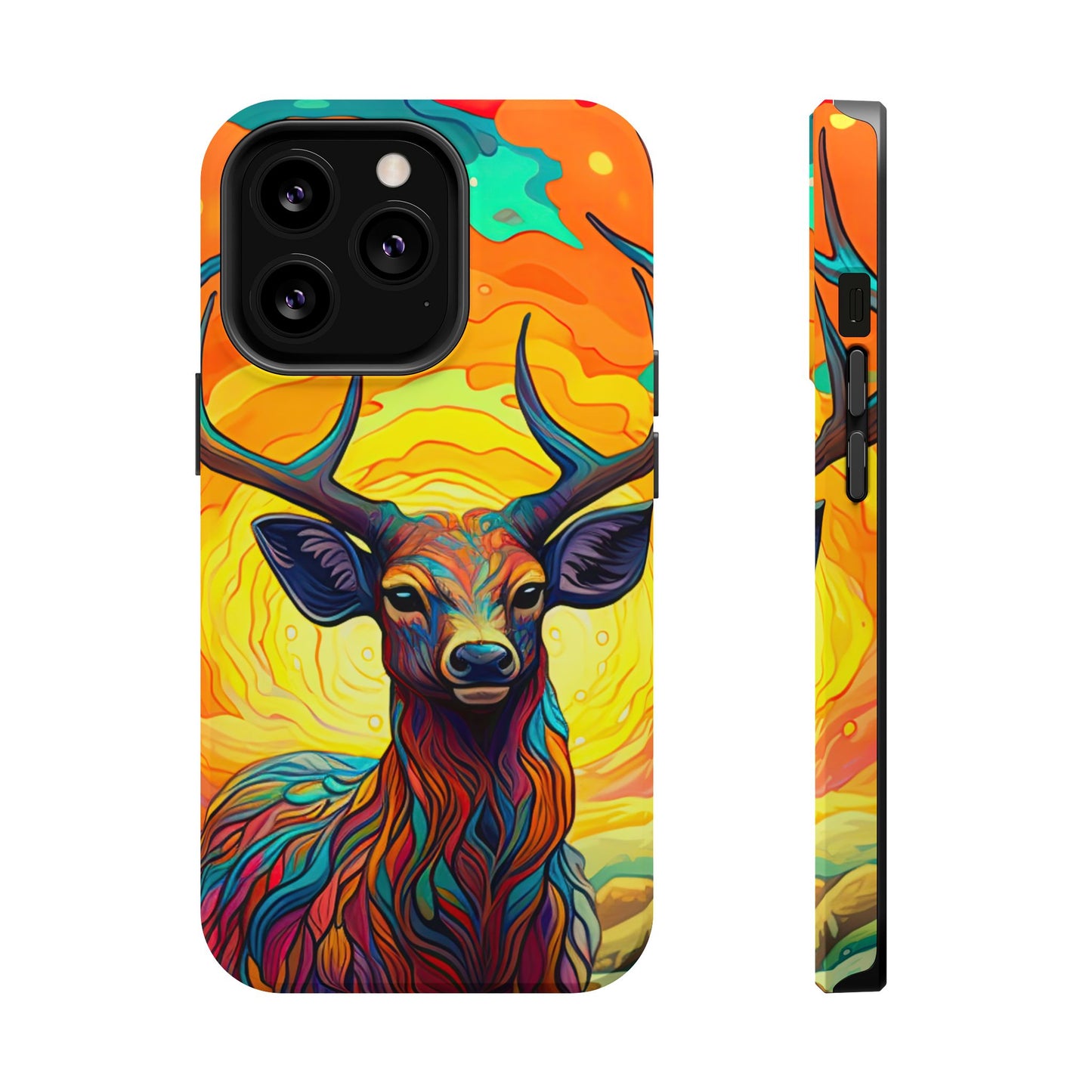 Vibrant Stag in Bloom – MagSafe iPhone Case