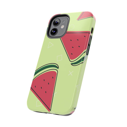 Watermelon Slice iPhone Case – Fresh & Fun Design with Retro Geometric Pattern