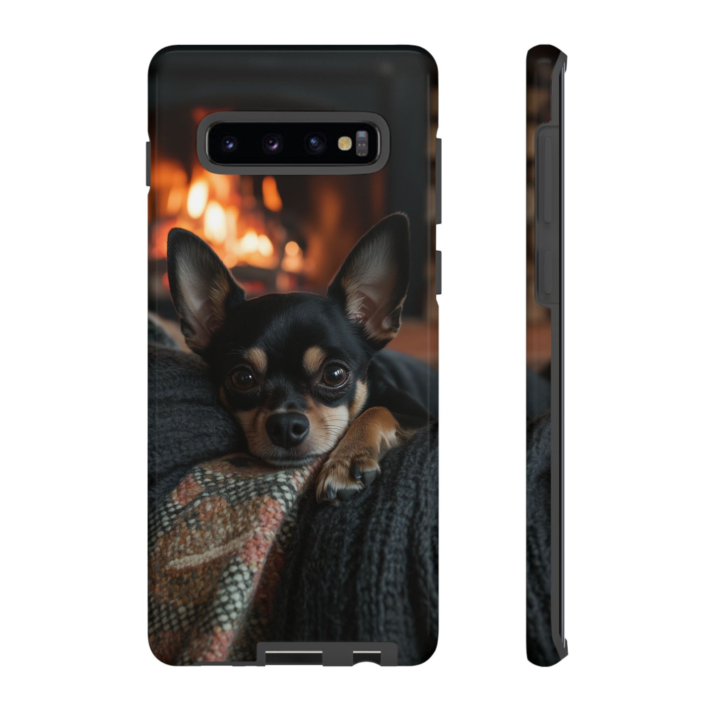 Cozy Chihuahua Fireplace Samsung Galaxy Case – Warm and Protective Design