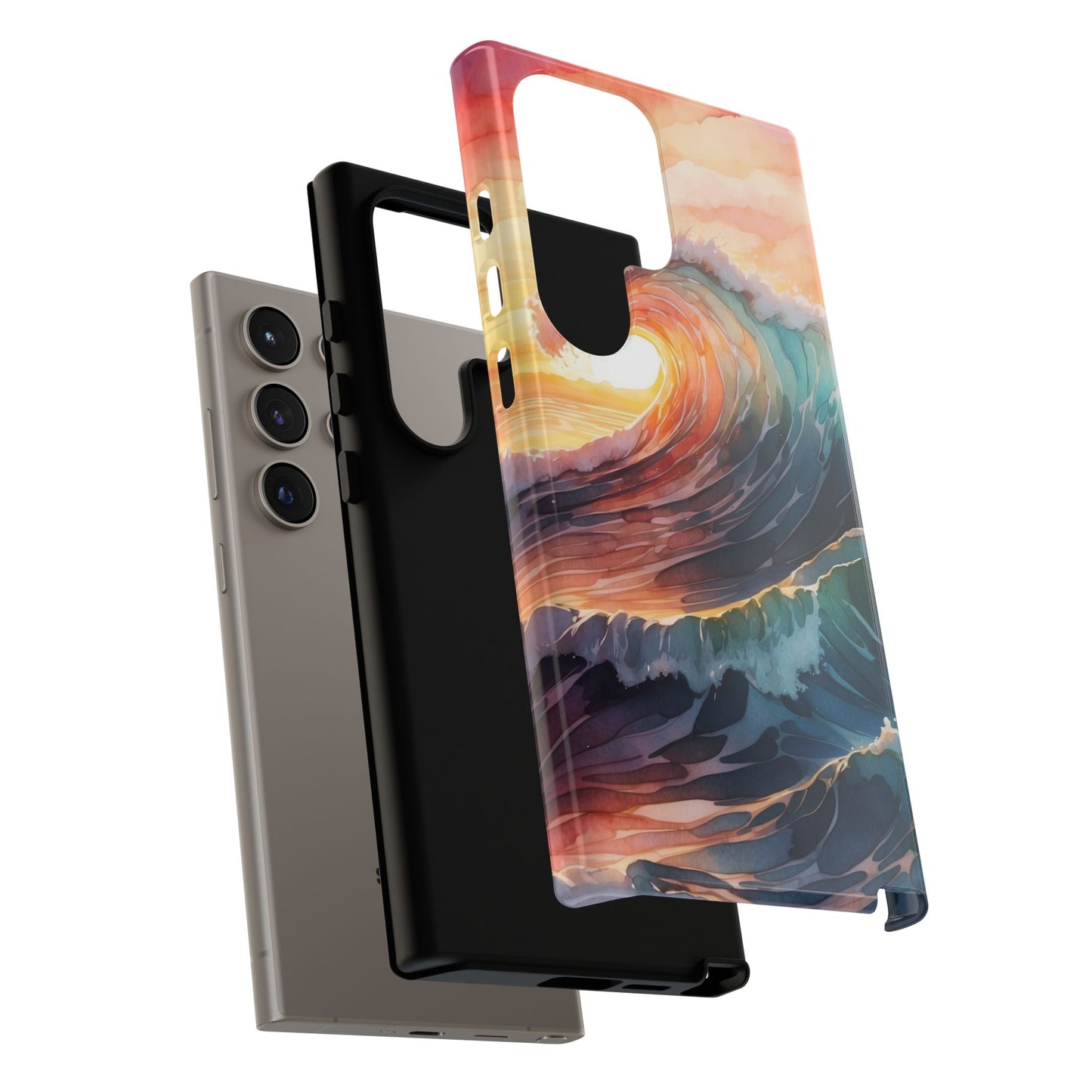 Ocean Sunrise Wave Samsung Galaxy Case – Vibrant Watercolor Wave Design