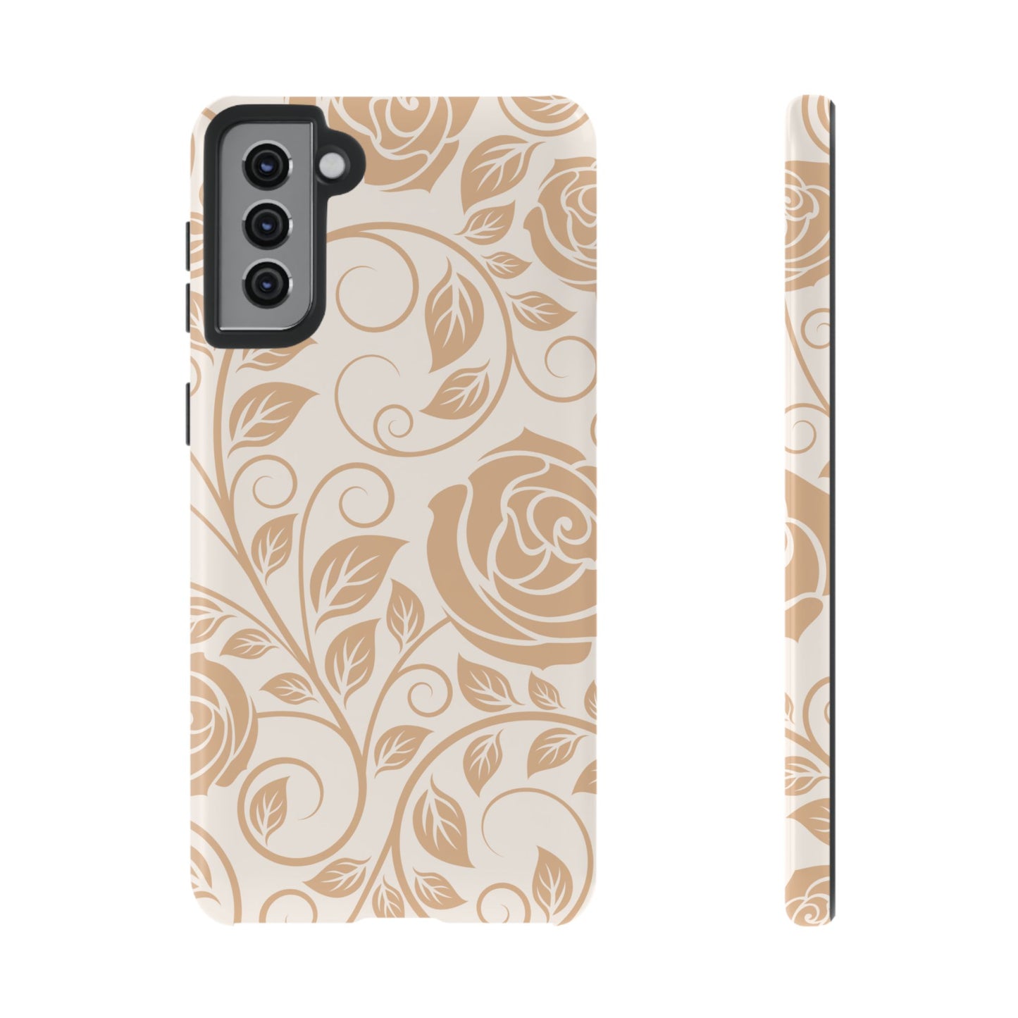 Vintage Rose Vine Tough Samsung Galaxy Case – Elegant Floral Pattern with Dual-Layer Protection