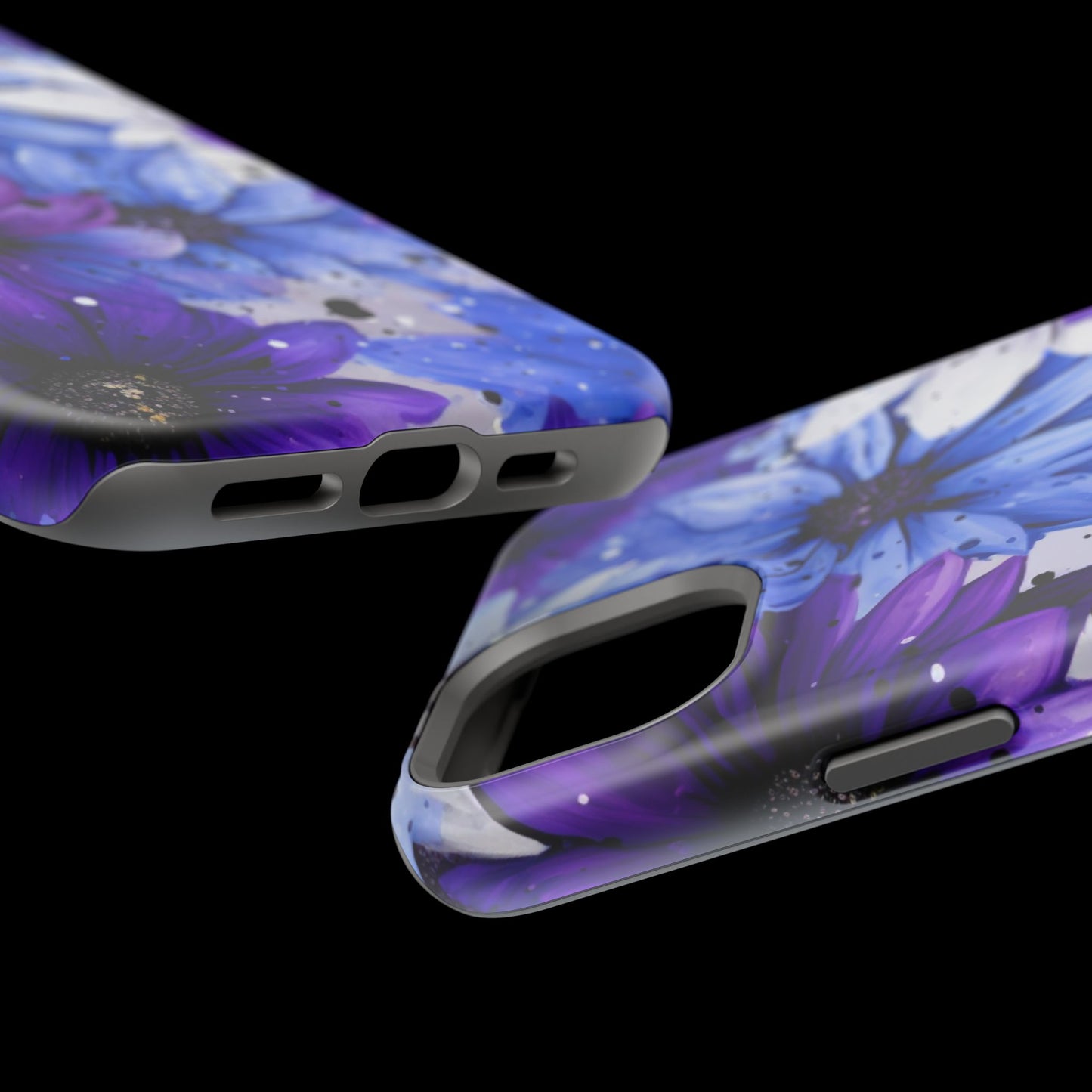 Vibrant Purple & Blue Floral Splash - MagSafe iPhone Series Case