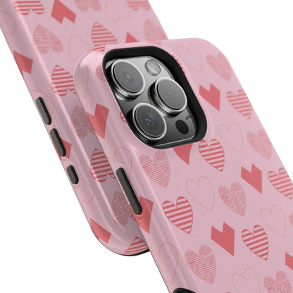 Striped Hearts MagSafe iPhone Case