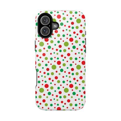 Red & Green Christmas Polka Dots – MagSafe iPhone Case