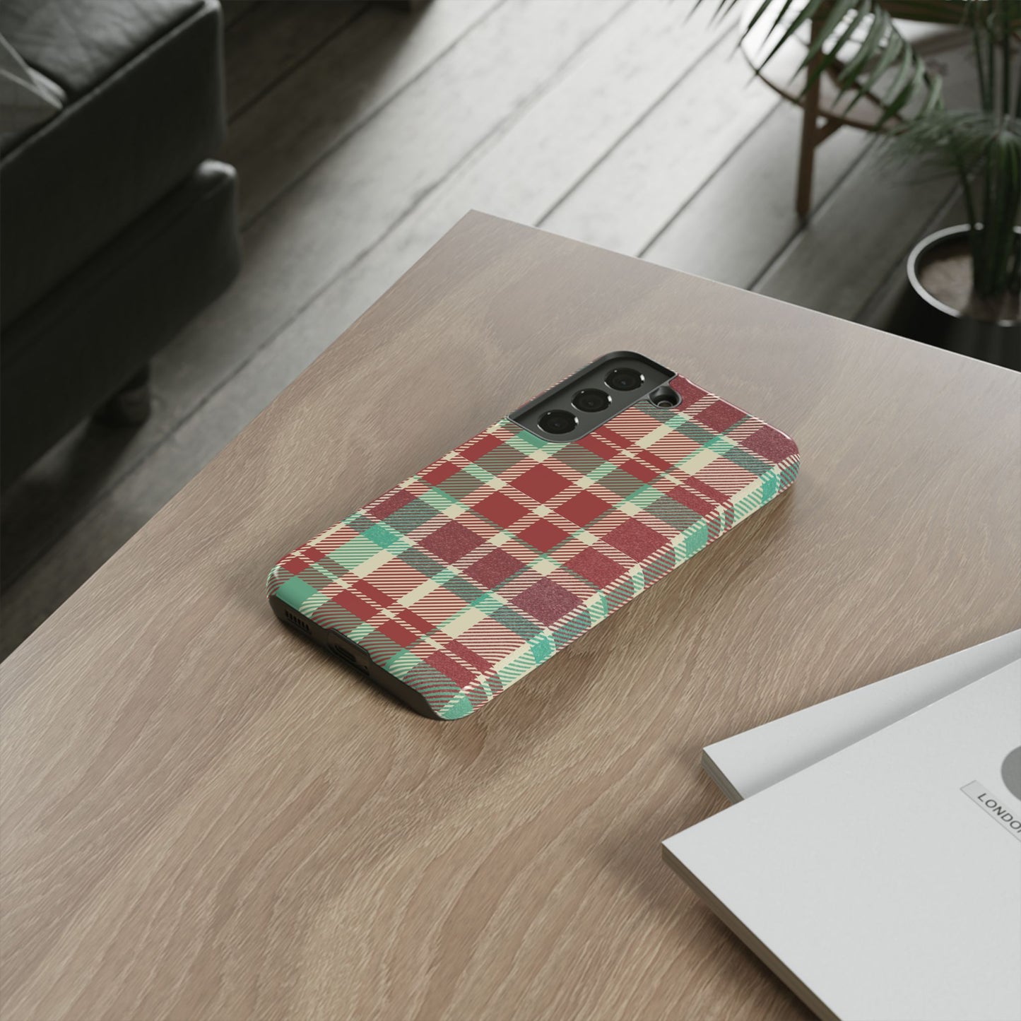 Vintage Plaid in Red & Cream – Samsung Galaxy Case with Timeless Style