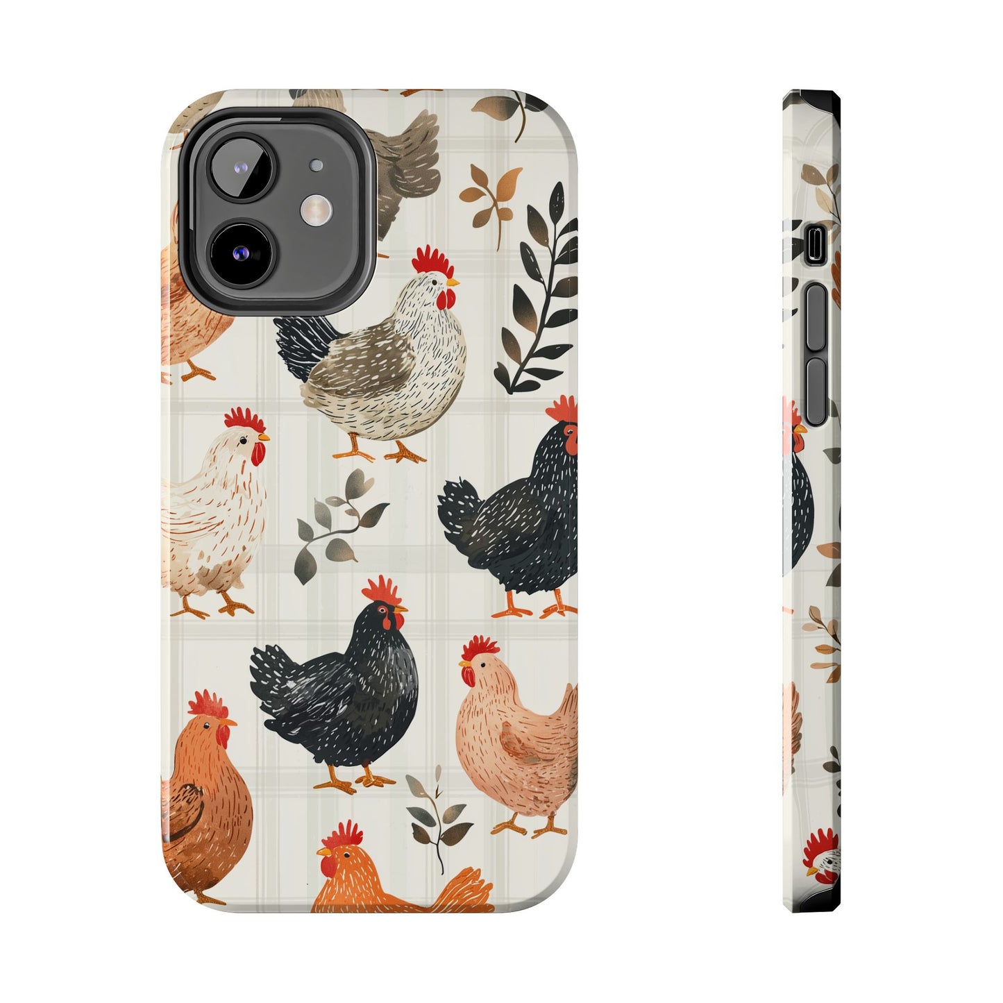 iPhone Case: Vintage Chicken & Leaves – Farmhouse Style Case