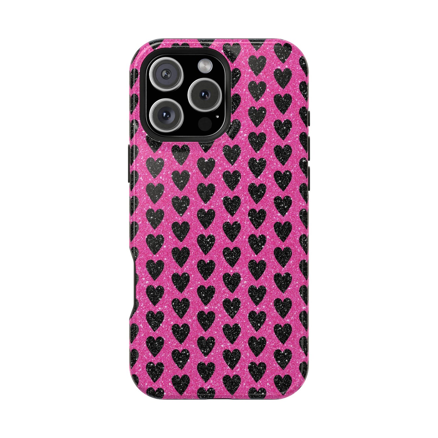 Black Hearts Glitter MagSafe Case