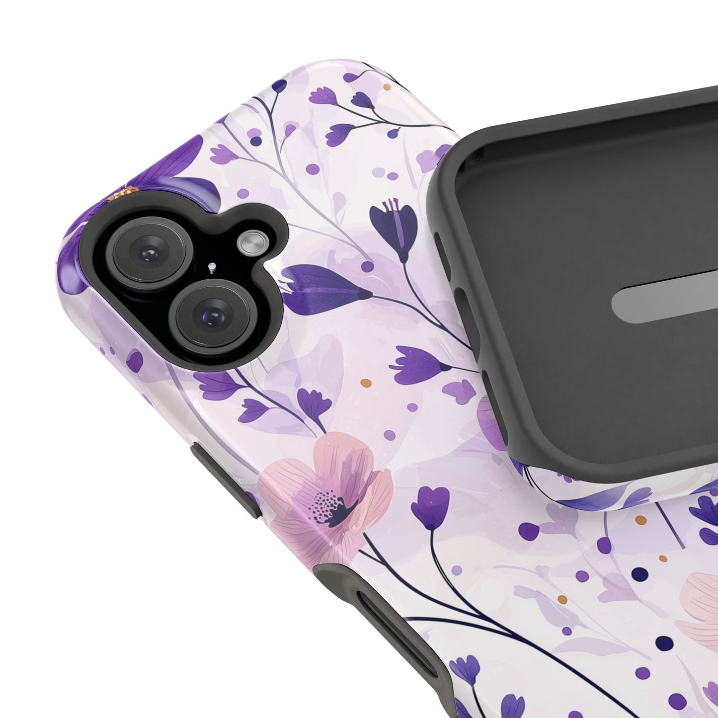 Purple Floral Bliss MagSafe iPhone Case – Delicate Blossom Design