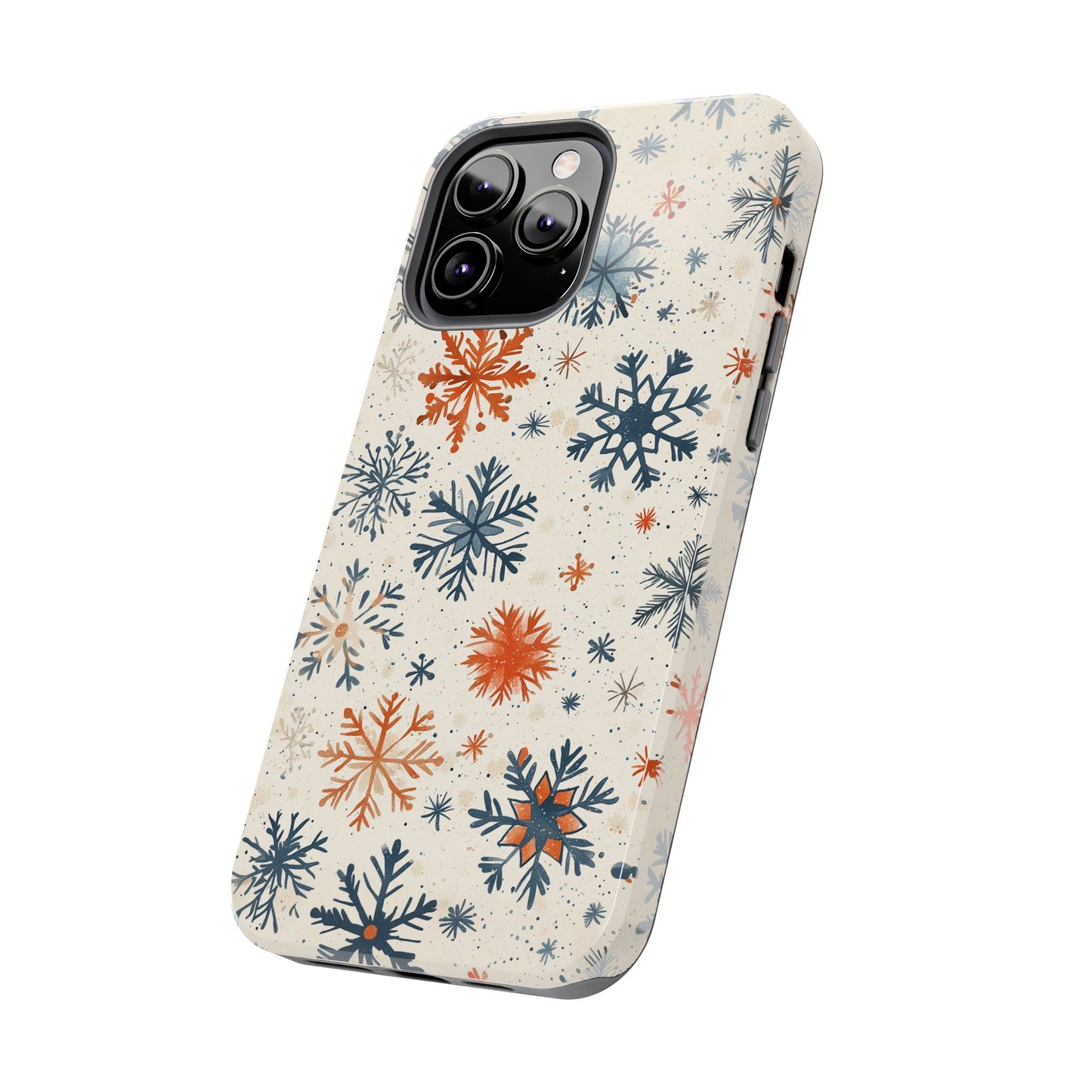 Rustic Orange and Blue Snowflake Pattern – iPhone Series Case