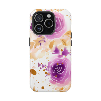 Soft Purple & Gold Floral Splash - MagSafe iPhone Series Case