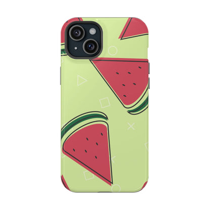 Watermelon Slice MagSafe iPhone Case – Fresh & Fun Design with Retro Geometric Pattern