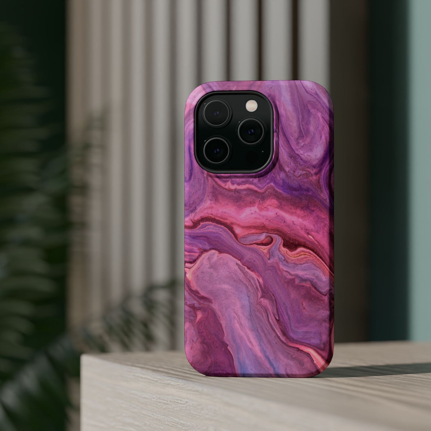 Lavender Dreamscape – MagSafe Case with Abstract Purple & Pink Marble Art