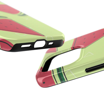 Watermelon Slice iPhone Case – Fresh & Fun Design with Retro Geometric Pattern