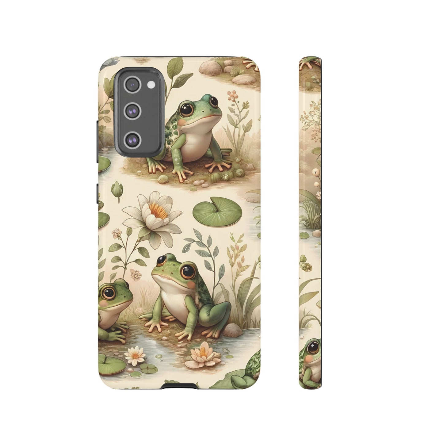 Cute Frogs Phone Case - Pond Pals Frolic - Charming Frog Lily Pad Phone Case for iPhone, Google & Samsung! Great Gift For Any Frog Lover!