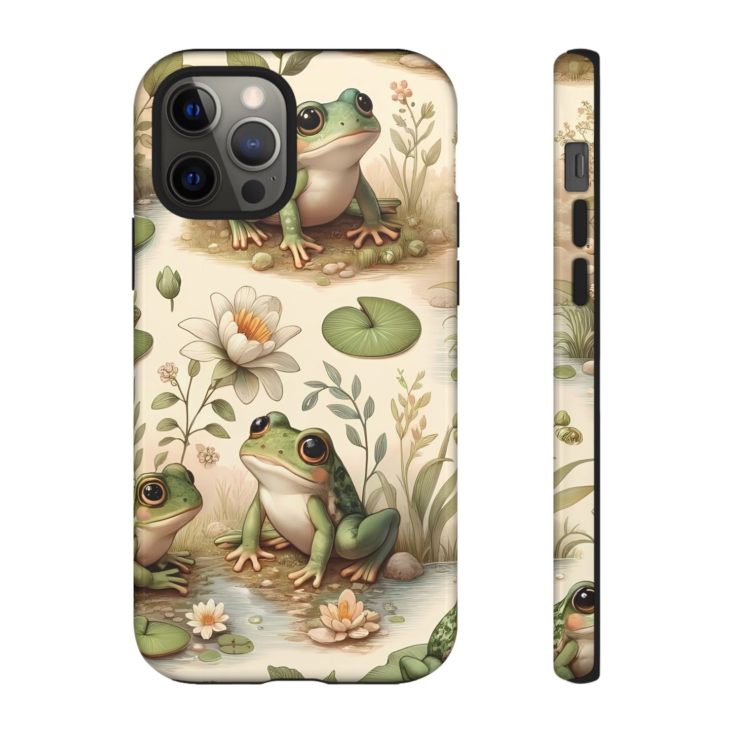 Cute Frogs Phone Case - Pond Pals Frolic - Charming Frog Lily Pad Phone Case for iPhone, Google & Samsung! Great Gift For Any Frog Lover!