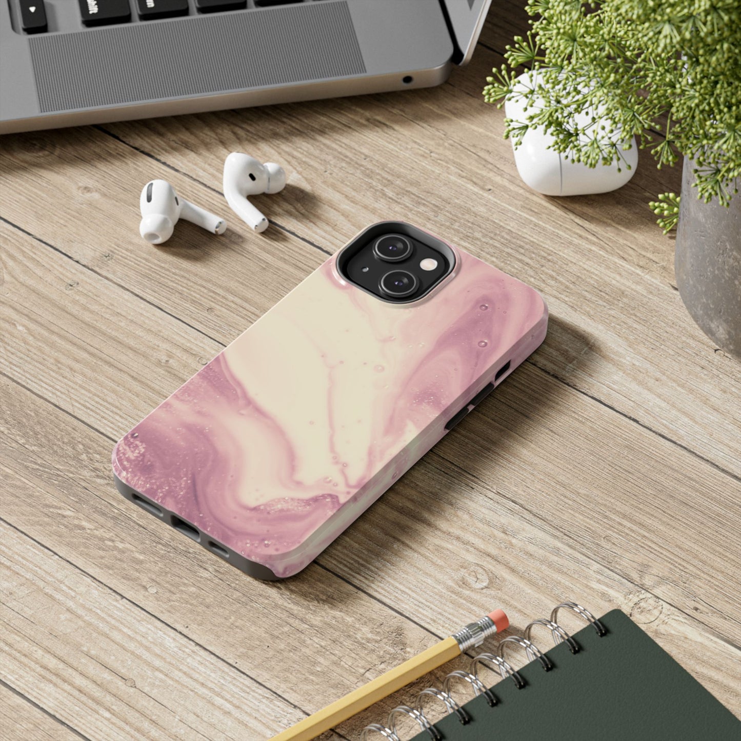 Blush Marble Glow – iPhone Case with Rose Gold & Pink Swirl Pattern