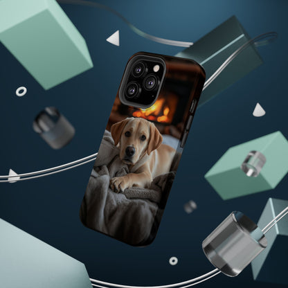 Cozy Golden Retriever by the Fireplace - MagSafe Case